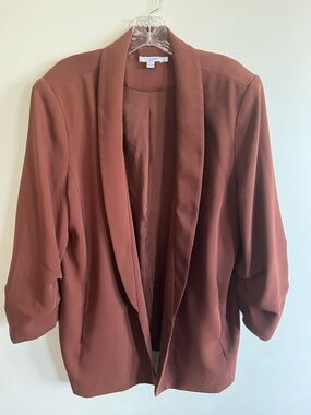 Chico's Draped Open-Front Blazer Jacket in Rust Brown